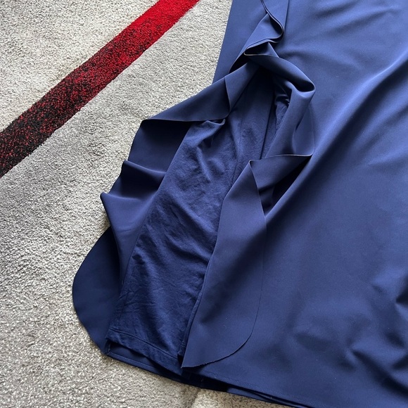 Parker Black Label Paxon Navy Ruffled One Shoulder Gown - Picture 6 of 7